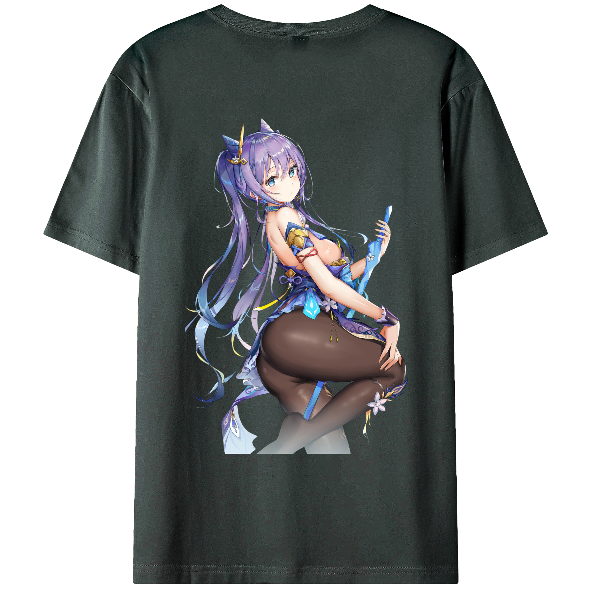 げんし神 刻晴 こくせい genshin Kokusei 綿100％ メンズ半袖Tシャツ（バックプリント） 通気性